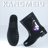Men Mid-tube Rain Boots Anti-slip Waterproof Shoes Work Shoes Short-tube Rubber Shoes Men's Construc