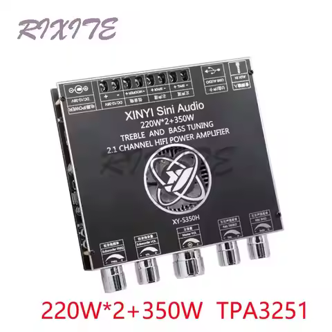 220W*2+350W Bluetooth 5.1 TPA3251D2 Subwoofer Audio Power Amplifier Board 2.1 Channel Class D Audio 