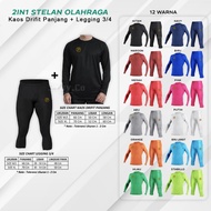 2-in-1 Dryfit Long T-Shirt and Leggings Set 3/s4 Running Jogging