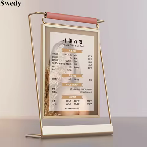 8 Inch 225x175mm Metal Acrylic Sign Holder Display Stand Beauty Salon Skin Price List Holder Wedding
