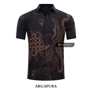 KEMEJA Original Batik Shirt With Short ARGAPURA Motif, Men's Batik Shirt For Men, Slimfit, Full Layer, Short Sleeve