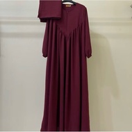 [✅Garansi] Gamis Set Hijab Pasmina Syarifah Crinkle Airflow Slim