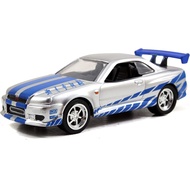 Jada Toys Fast & Furious 1:55 Brian's 2002 Nissan GT-R R34 Build N' Collect Die-cast Model Kit, Toys