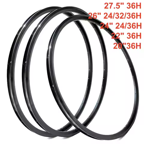 1Pc/2Pcs Mountain Bike Rim 22/24/26/27.5 Inch 24/32/36H Double Layer Aluminum Alloy Rim Black Disc B