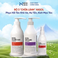 Bộ 3 "CHỮA LÀNH" HASOL- Phục Hồi Tóc Khô Xơ Hư Tổn Kích Mọc Dưỡng Tóc Chắc Khoẻ (Dầu Gội Cam + Kem Ủ