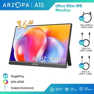 ARZOPA 14" A1S Portable Laptop Monitor FHD 1080P External Display with Dual Speakers Second Screen f