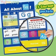 YUJINPH Alphabet Learning Pocket Chart, Interactive Preschool Letter Handwriting Practice Tool, Home