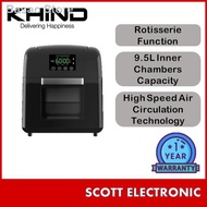 ✓◇Khind Air Fryer Oven ARF9500 with 9.5L Capacity, Rotisserie Function &amp; 6 Preset Programs ( Ready Stock) ARF-9500