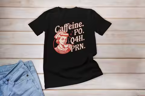 Caffeine Po Q4h Prn Nurse T Shirt Life Healthcare Workers Coffee Lover Fuel