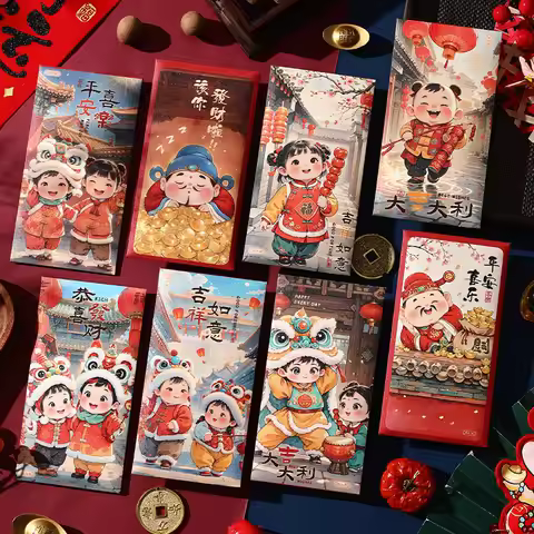 6/12 2025 New Year Red Packet Spring Festival Lucky Money Lunar New Year National Trend Illustration