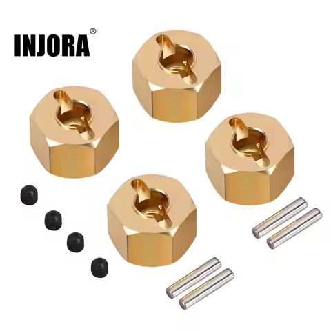 INJORA 4PCS Metal Brass Heavier Wheel Hex Hub 8/9/10MM for 1/10 RC Crawler Axial SCX10 90046 RR10 RG