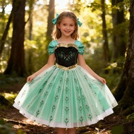 Anna Costume for Kids Party Princess Dress Birthday Gown, Children Halloween Carnival Anna Cosplay C