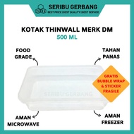 PROMO TERMURAH!! KOTAK MAKAN PLASTIK THINWALL MERK DM 500ML / BOX 500