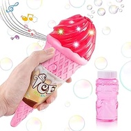 Bubble Machine ice Cream Bubble Machine Toy, Bubble Machine for Kids Boys Girls Toys Indoor Outdoor Automatic Bubble Maker Easy to Use, Great gift Toys for 3,4,5,6,7 Year Olds and up. (Pink / Yellow)