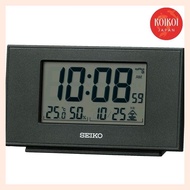 Seiko Clock, Desktop Clock, Black Metallic, Body Size: 7.8×13.5×3.8cm, Alarm Clock, Radio Controlled, Digital, Calendar, Temperature, Humidity Display, SQ790K