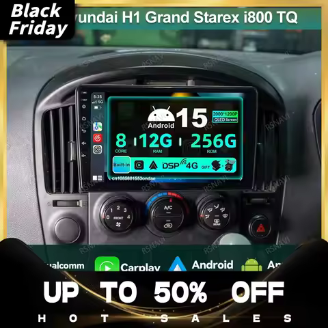 Car Radio Android 15 For Hyundai H1 Grand Starex I800 TQ 2007-2015 QLED DSP DVD GPS Navigation Wirel