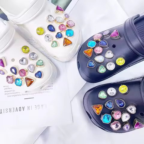 Premium Retro Hole Shoes Accessories, Colored Gypsy Clogs Charms Diy Removable Acrylic Shoe Buckle A