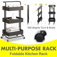 3/4/5 tier Kitchen Trolley Kitchen Rack Kitchen Storage Foldable Trolley Rack Foldable Rack