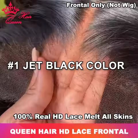 Jet Black Color Real HD Frontal Only 13x6 13x4 Invisible Melt Skin Lace Closure Raw Human Hair Body