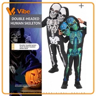 Halloween Costume  In stock [New Arrival] Two-Headed Skull Costume, Kids' Cosplay Outfit for Stage P