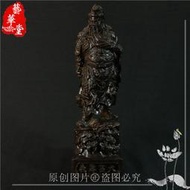 越南沉香木皮黑 橫刀關公木雕工藝品擺件 武財神佛像大量