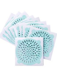 10 piezas Pegatinas atrapa pelo de drenaje para lavabo de baño, colador temporal desechable con malla de filtración para la prevención de basura y obstrucción