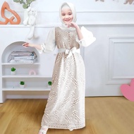Kid Luis Maxy Dress Size kid M L bahan brokat cotton premium lapis full crepe kombi organza ada sele