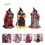 CYBERLINX Halloween Witch Ornaments, Handmade DIY Broom Witch Figurines, Color Random Witch With Bro