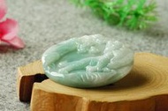 S5028玉墜❀翡翠玉A貨水潤飘花生肖虎牌圓牌玉牌墜子掛件吊墜項錬 【緬甸玉翠軒】首飾男女