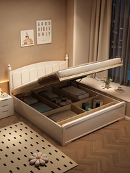 Storage Wood Bedroom, Girl Bed, Solid American Master Princess White Double 1.5x1.9 Meters, Small Un