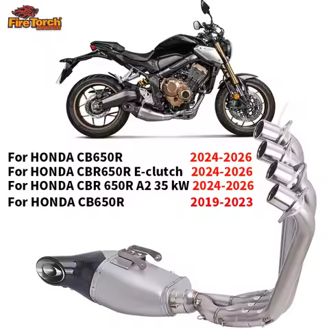 Slip On For Honda CB650R CBR650 CBR 650 R E-Clutch A2 35KW 2019 - 2026 Motorcycle Exhaust Full Syste