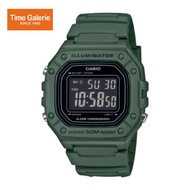 Casio General W-218H-3BV Green Case Black Resin Men Watch