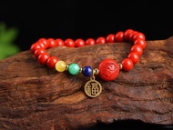 天然原礦硃砂十二生肖轉運手鏈 規格7mm左右 硃砂含量高達95%以上
