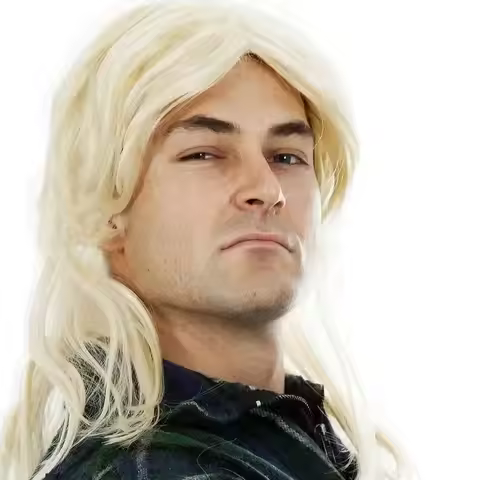 Synthetic Garth Wig Blonde Mullet Wigs Men 80s Costumes Mens Mullet Wig Joe Dirt Mullet Wig Blonde M