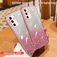 Casing Samsung A55 Case Plating Glitter Transparent Cover Soft TPU Phone Case Samsung Galaxy A55 5G