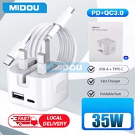 35W USB A+Type C Fast Charger 2 Port Wall Charger 20W PD Power Adapter for 17/16/15/14/13/12/11/X/8/