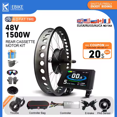 48V 1500W Fat Tire Bike Electric Motor 20/24/26 Inch Wheel Rear Cassette Brushless Hub Motor Kit For
