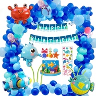 Aperil 96pcs Balloon Set Blue Ocean Sea Animal theme Mini Fish Balloon Sea Horse Crab Balloon Happy Birthday Balloon party needs birthday decor