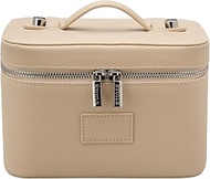 ETOILE - Mini Vanity Case Stylish Travel Makeup Bag Organizer With Removable Dividers, beige, Mini, 