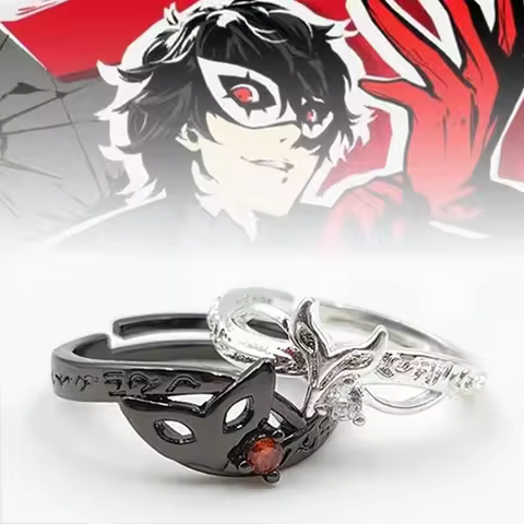 Game Peripheral Role-playing Akechi Goro with An Openable Ring Mask Design Inlaid Rhinestones Unisex