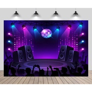 Disco Music Stage Photography Backdrop Shiny Disco Ball Colorful Spotlight 70s 80s 90s Night Club Da
