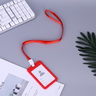 Plastic Work Card with Lanyard Holder ID Work Card Bus Card Holder Bags Case Cover Identity Business Credit Card Holder Bag Case mrt bus staff cardholder