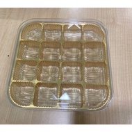 Ready Stock  FF2702 Square plastic Set Biscuit Container And Gold Tray Set Bekas Biskut Set