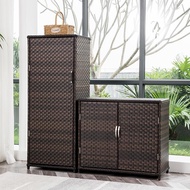 Practical∏▥Dream House Rattan Balcony Cabinet Shoe Cabinet Multi-Layer Outdoor Waterproof Sunscreen Storage Locker Drawe