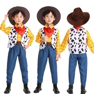 Toy Story Woody คอสเพลย์เครื่องแต่งกายสําหรับเด็กเด็กคาวบอยเสื้อสูทกางเกงเสื้อกั๊กฮาโลวีน Christmas