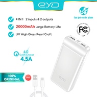 EYD JS40 UV High Quality 20000mAh Powerbank 4 IN 1 Micro&amp;Type C Input 2 USB Output Travel充电宝 White