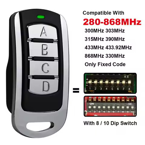 Multi Frequency 280-868MHz Remote Control Comaptible With 300MHz 303MHz 315MHz 330MHz 433MHz 868MHz 
