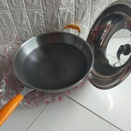 3 Layer 304 Stainless Steel Wok Pan Honeycomb Non-Stick Wok 34cm