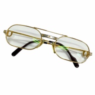 Excellent condition □ Cartier vintage Santos de Cartier double-bridge eyeglasses, eyewear, gold/burg