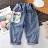 Dorila 80-120 Baby Boys Pocket Jeans Cartoon Loose Pants 0-5 Yrs Old